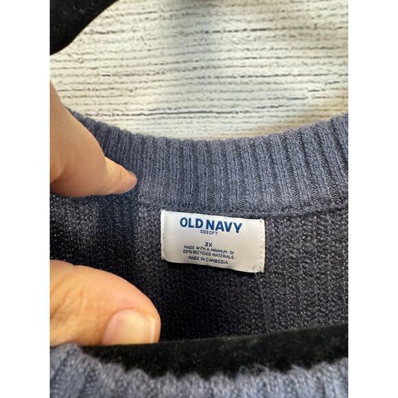 Old Navy Plus Size So Soft Blue Knit Crewneck Sweater Size 3X - Picture 3 of 8